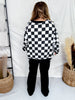 Black & White Checkered V - Neck Sweatshirt - Whiskey Skies - ODDI