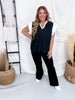 Black & White Contrast Ruffle Knit Top - Whiskey Skies - HAYDEN