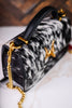 Black & White Cowhide Valencia Ostrich Bag W/ Leather Features - Whiskey Skies - LOYAL WEST