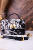 Black & White Cowhide Valencia Ostrich Bag W/ Leather Features - Whiskey Skies - LOYAL WEST