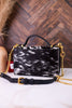 Black & White Cowhide Valencia Ostrich Bag W/ Leather Features - Whiskey Skies - LOYAL WEST