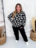 Black & White Ghost Print Pullover Sweater - Whiskey Skies - MICHELLE MAE