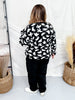 Black & White Ghost Print Pullover Sweater - Whiskey Skies - MICHELLE MAE