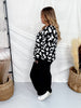 Black & White Ghost Print Pullover Sweater - Whiskey Skies - MICHELLE MAE
