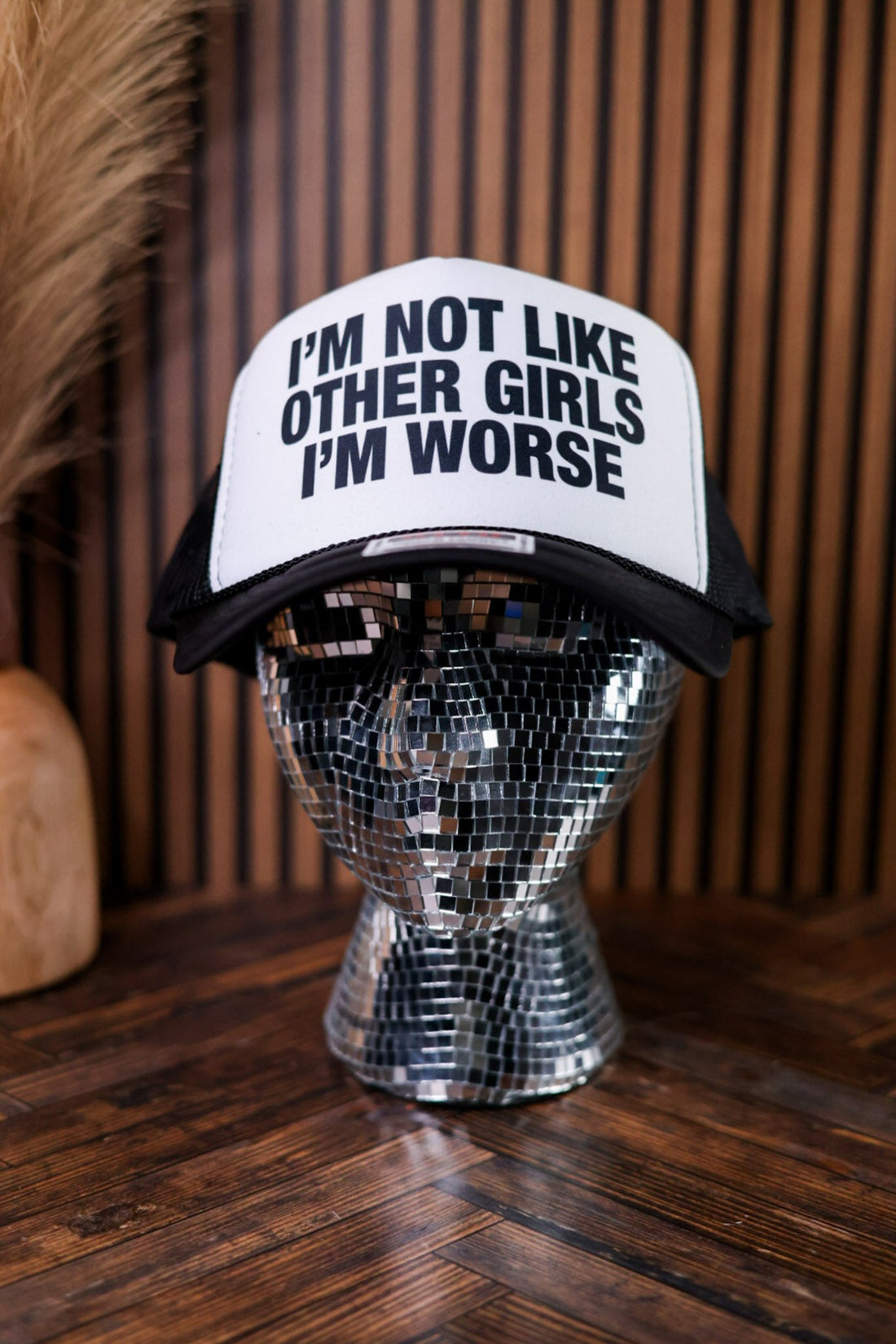 Black & White "I'm Not Like Other Girls, I'm Worse" Trucker Hat - Whiskey Skies - THE LATTIMORE CLAIM