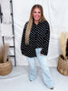 Black & White Polka Dot Button Front Blouse - Whiskey Skies - JESS LEA