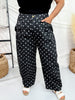 Black & White Polka Dot Cropped High Waist Tapered Leg Pants - Whiskey Skies - ODDI