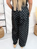 Black & White Polka Dot Cropped High Waist Tapered Leg Pants - Whiskey Skies - ODDI