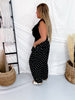 Black & White Polka Dot Cropped High Waist Tapered Leg Pants - Whiskey Skies - ODDI