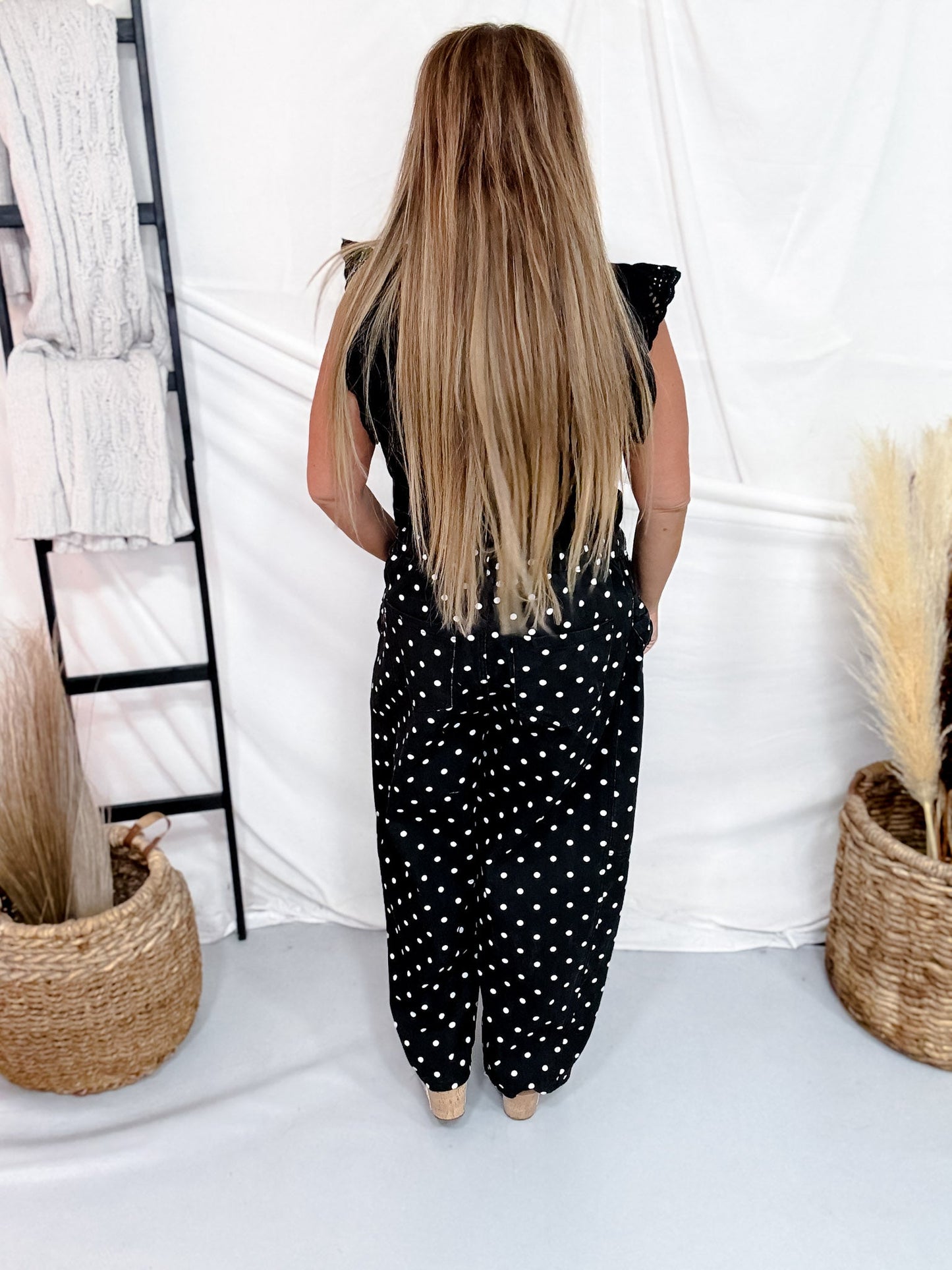 Black & White Polka Dot Cropped High Waist Tapered Leg Pants - Whiskey Skies - ODDI