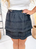 Black & White Polka Dot Mini Skirt With Ruffle Tiers - Whiskey Skies - POLAGRAM + BAEVELY