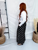 Black & White Polka Dot Pleated Cropped Wide Leg Pants - Whiskey Skies - HEIMISH
