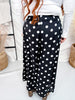 Black & White Polka Dot Pleated Cropped Wide Leg Pants - Whiskey Skies - HEIMISH