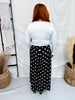 Black & White Polka Dot Pleated Cropped Wide Leg Pants - Whiskey Skies - HEIMISH