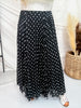 Black & White Polka Dot Pleated Midi Skirt - Whiskey Skies - DAVI & DANI