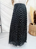 Black & White Polka Dot Pleated Midi Skirt - Whiskey Skies - DAVI & DANI