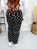 Black & White Polka Dot Straight Leg Pants - Whiskey Skies - HEIMISH