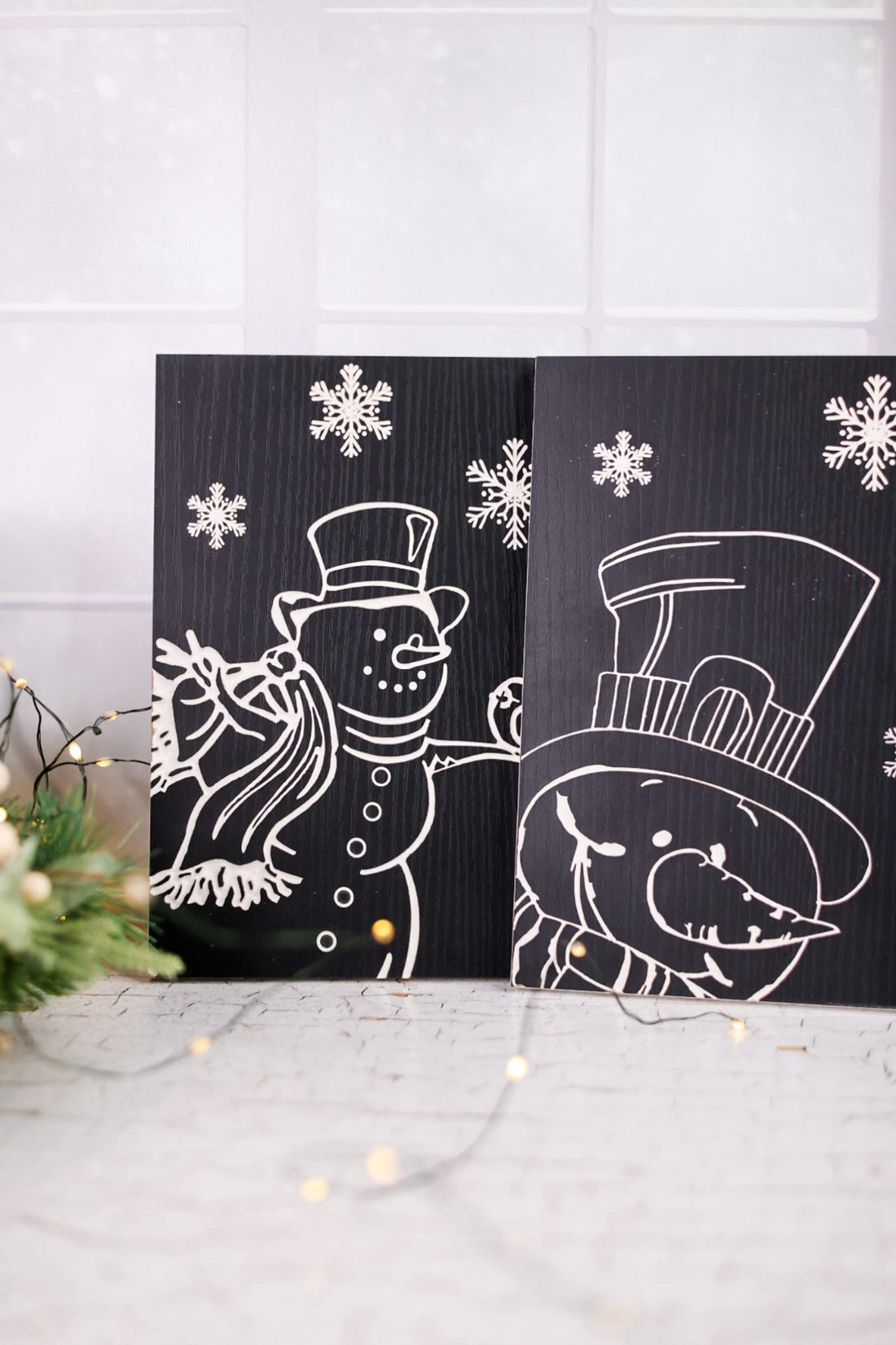 Black & White Snowman Wall Signs (2 Styles) - Whiskey Skies - WT COLLECTION