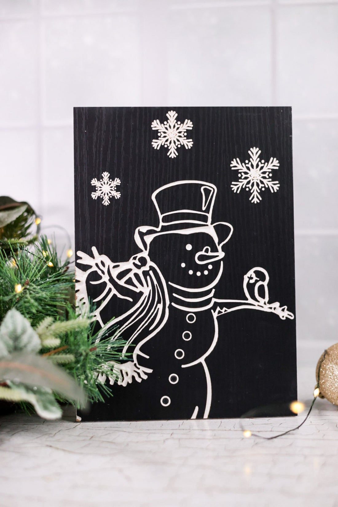 Black & White Snowman Wall Signs (2 Styles) - Whiskey Skies - WT COLLECTION