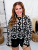 Black & White Square Crochet Long Sleeve Sweater - Whiskey Skies - SEW IN LOVE