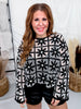 Black & White Square Crochet Long Sleeve Sweater - Whiskey Skies - SEW IN LOVE