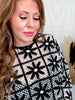 Black & White Square Crochet Long Sleeve Sweater - Whiskey Skies - SEW IN LOVE