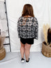 Black & White Square Crochet Long Sleeve Sweater - Whiskey Skies - SEW IN LOVE