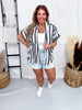 Black & White Stripe Button Front Top - Whiskey Skies - ENTRO