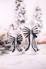 Black & White Striped Bow Resin Candle Holders (2 Sizes) - Whiskey Skies - RAZ IMPORTS