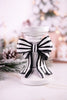 Black & White Striped Bow Resin Candle Holders (2 Sizes) - Whiskey Skies - RAZ IMPORTS
