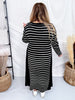 Black & White Striped Color Block Long Sleeve Dress - Whiskey Skies - J.NNA