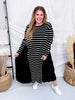 Black & White Striped Color Block Long Sleeve Dress - Whiskey Skies - J.NNA