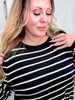 Black & White Striped Color Block Long Sleeve Dress - Whiskey Skies - J.NNA