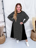 Black & White Striped Color Block Long Sleeve Dress - Whiskey Skies - J.NNA