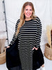 Black & White Striped Color Block Long Sleeve Dress - Whiskey Skies - J.NNA