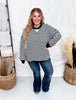 Black & White Striped Long Sleeve Top With Side Slits - Whiskey Skies - WHITE BIRCH