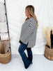 Black & White Striped Long Sleeve Top With Side Slits - Whiskey Skies - WHITE BIRCH