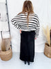 Black & White Stripes & Checkered Crocheted Long Sleeve Top - Whiskey Skies - JADE BY JANE