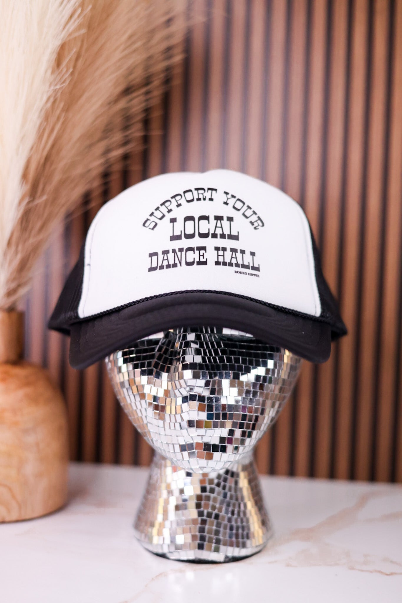 Black & White "Support Your Local Dance Hall" Trucker Hat - Whiskey Skies - RODEO HIPPIE