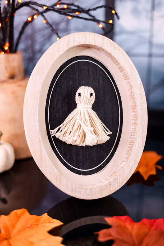 Black & White Tassel Ghost Wood Frame Sign - Whiskey Skies - ADAMS & CO