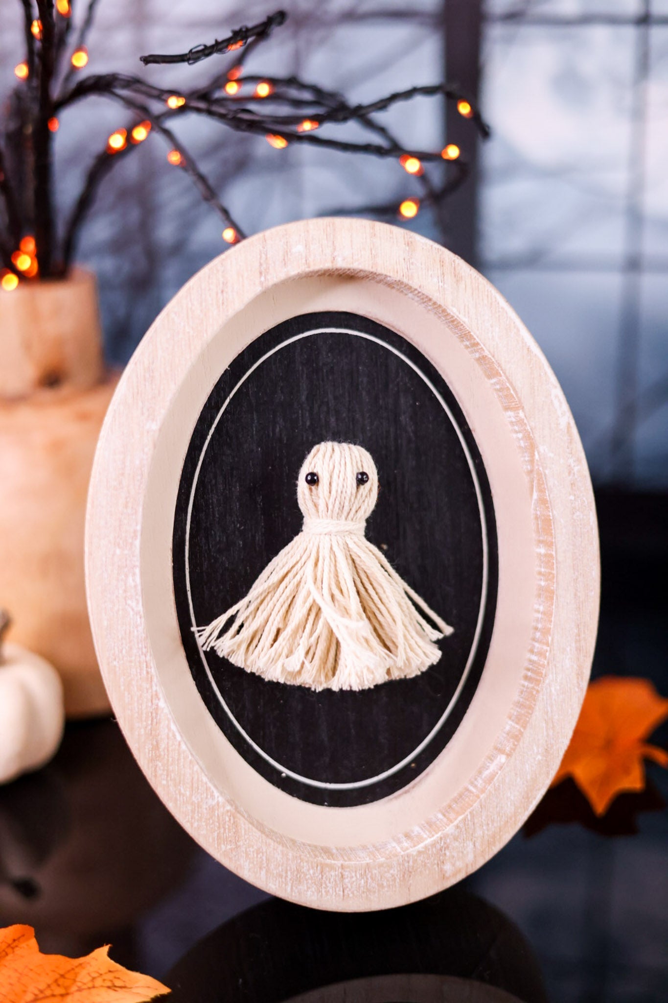 Black & White Tassel Ghost Wood Frame Sign - Whiskey Skies - ADAMS & CO