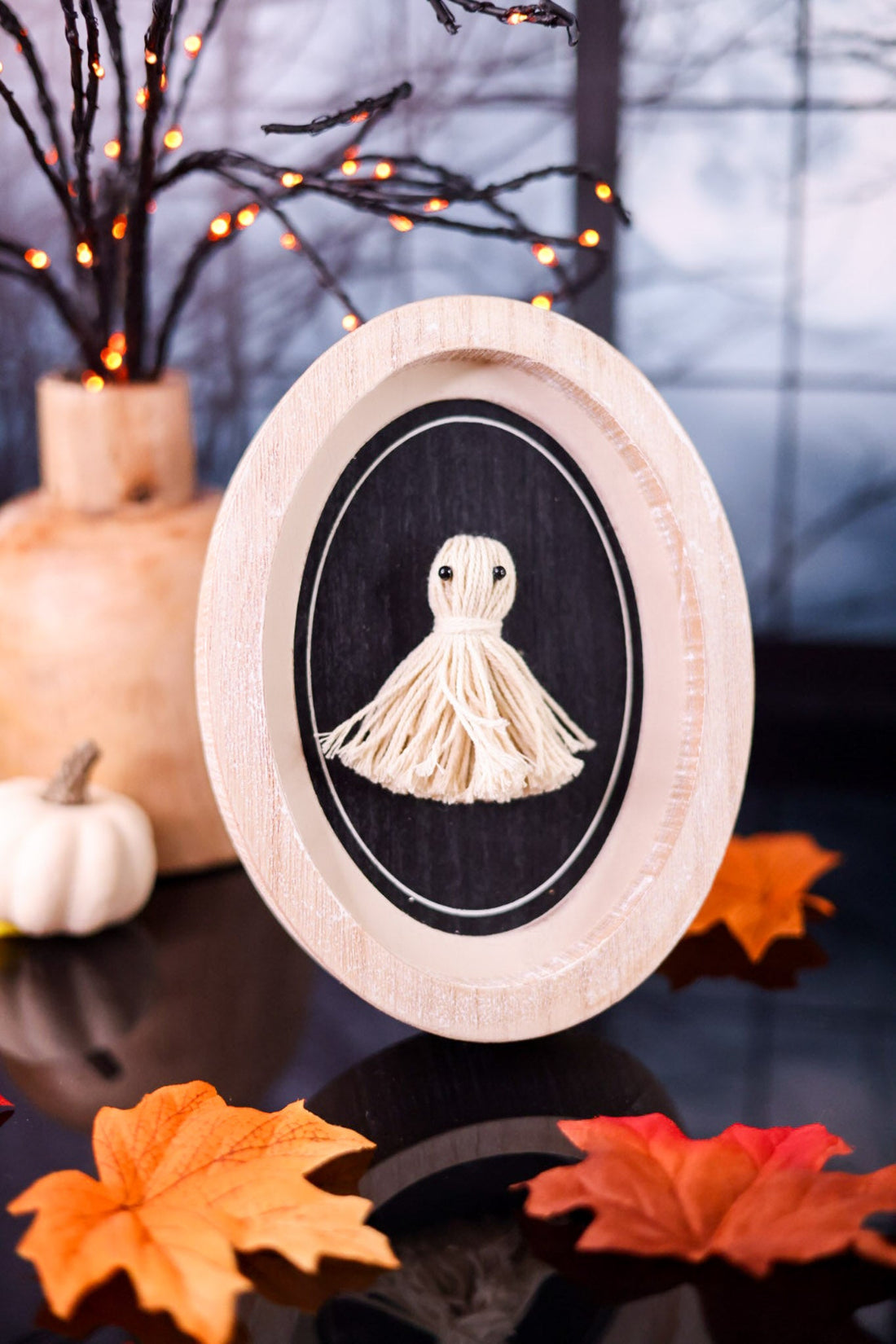 Black & White Tassel Ghost Wood Frame Sign - Whiskey Skies - ADAMS & CO