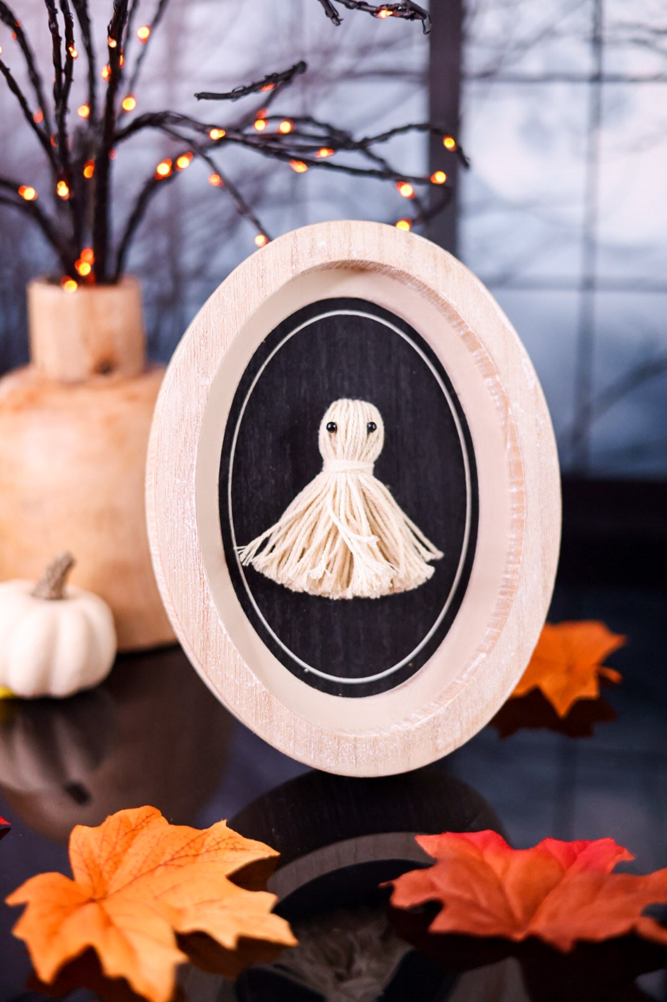 Black & White Tassel Ghost Wood Frame Sign - Whiskey Skies - ADAMS & CO