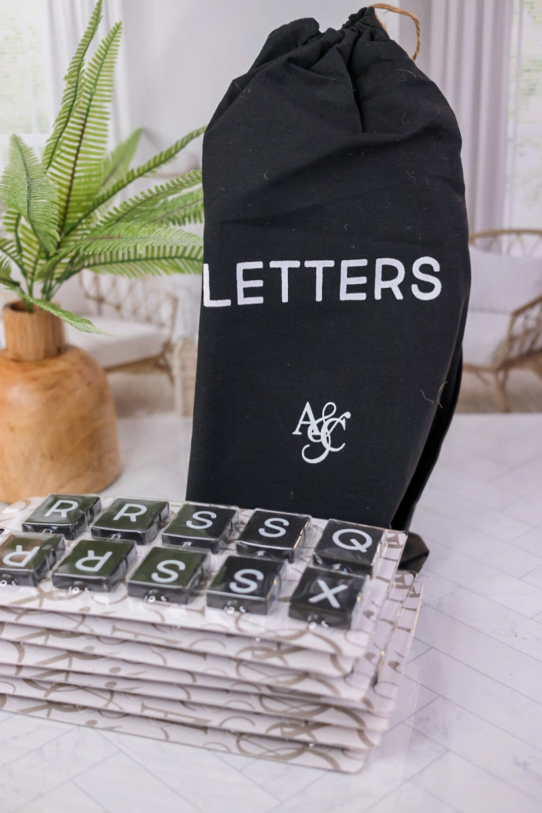 Black & White Wooden Letters (Set Of 70) - Whiskey Skies - ADAMS & CO