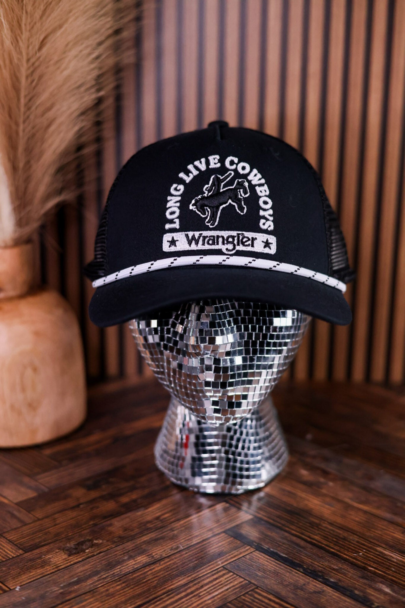 Black & White Wrangler "Long Live Cowboys" Trucker Hat - Whiskey Skies - CAPX