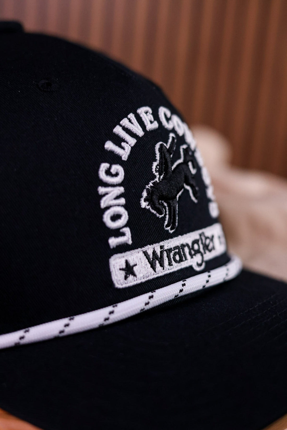 Black & White Wrangler "Long Live Cowboys" Trucker Hat - Whiskey Skies - CAPX