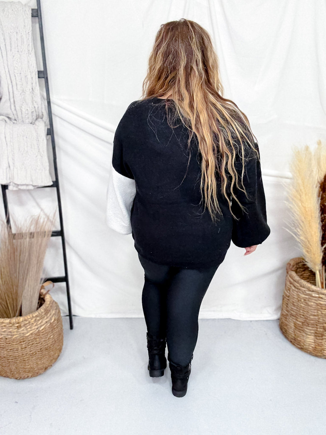 Black & White Yin Yang Sweater - Whiskey Skies - JADE BY JANE