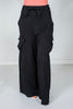 Black Wide Leg Cargo Pocket Pull - On Pants - Whiskey Skies - DAVI & DANI
