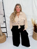 Black Wide Leg Cargo Pocket Pull - On Pants - Whiskey Skies - DAVI & DANI