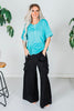 Black Wide Leg Cargo Pocket Pull - On Pants - Whiskey Skies - DAVI & DANI